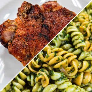 Roasted Pork with Pesto Pasta