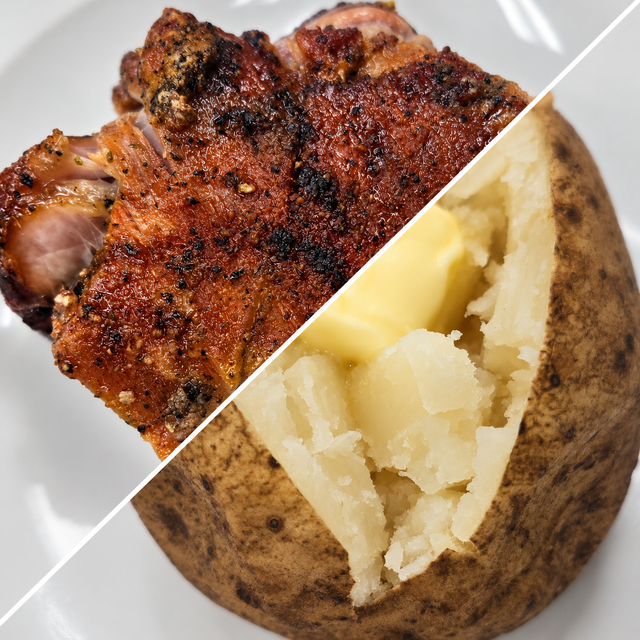 Roasted Pork with Baked Potato.